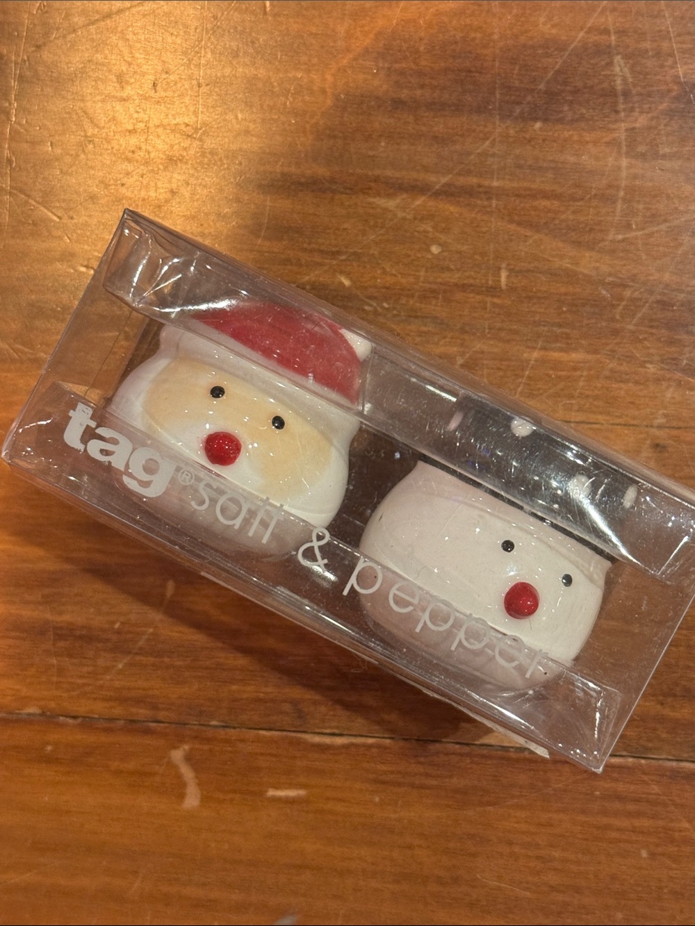 NWT Tag Santa Claus Snowman Salt Pepper Shaker Set Christmas Holiday